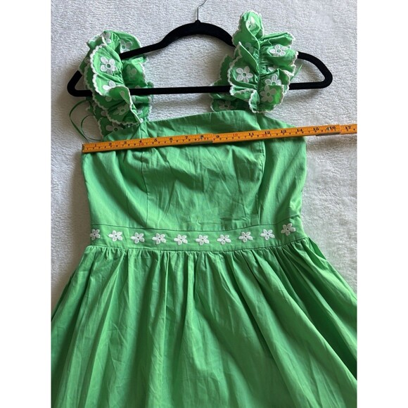 English Factory Ruffle Detail Midi Dress Sz XS Green - Picture 6 of 11